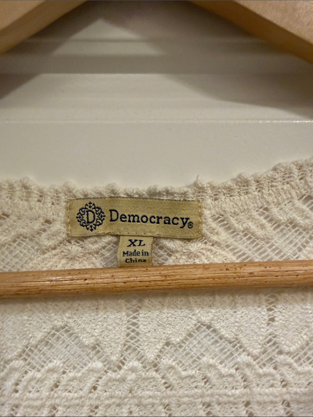 Democracy Cream Crochet Lace Flutter Sleeve Blouse - Picture 2 of 5